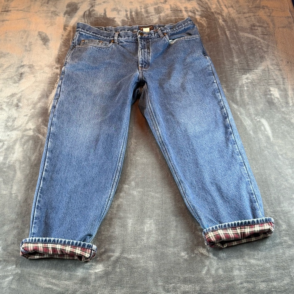 Eddie Bauer‎ Men's Flannel Lined Jeans Straight Leg Size 38X30